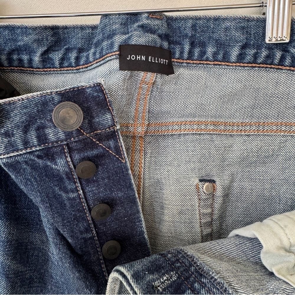 John Elliot The Daze Nimbus Mens Jeans Blue Size 36 Button Fly Luxury Designer - Picture 12 of 14